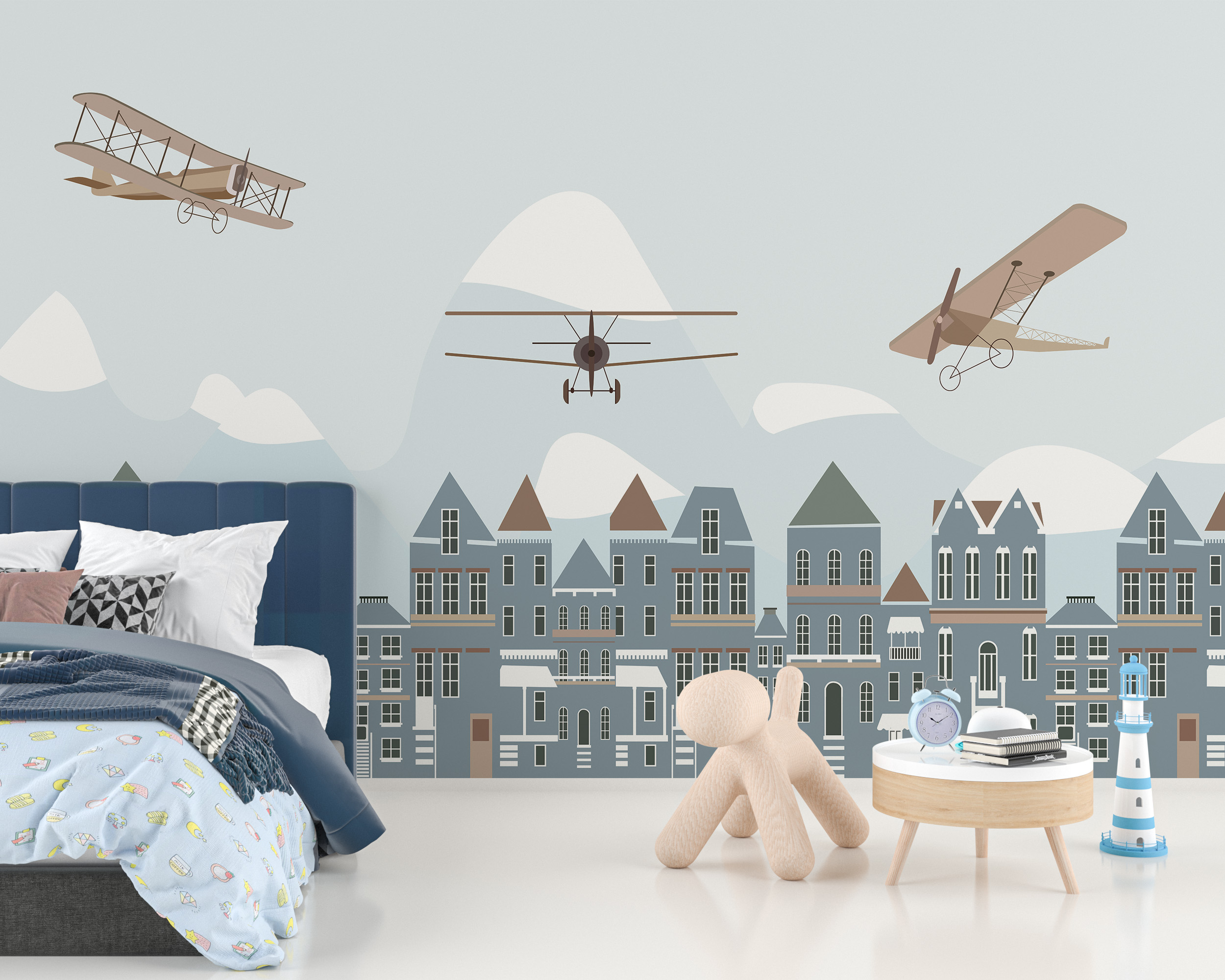 Avioane fotomurale deasupra orașului