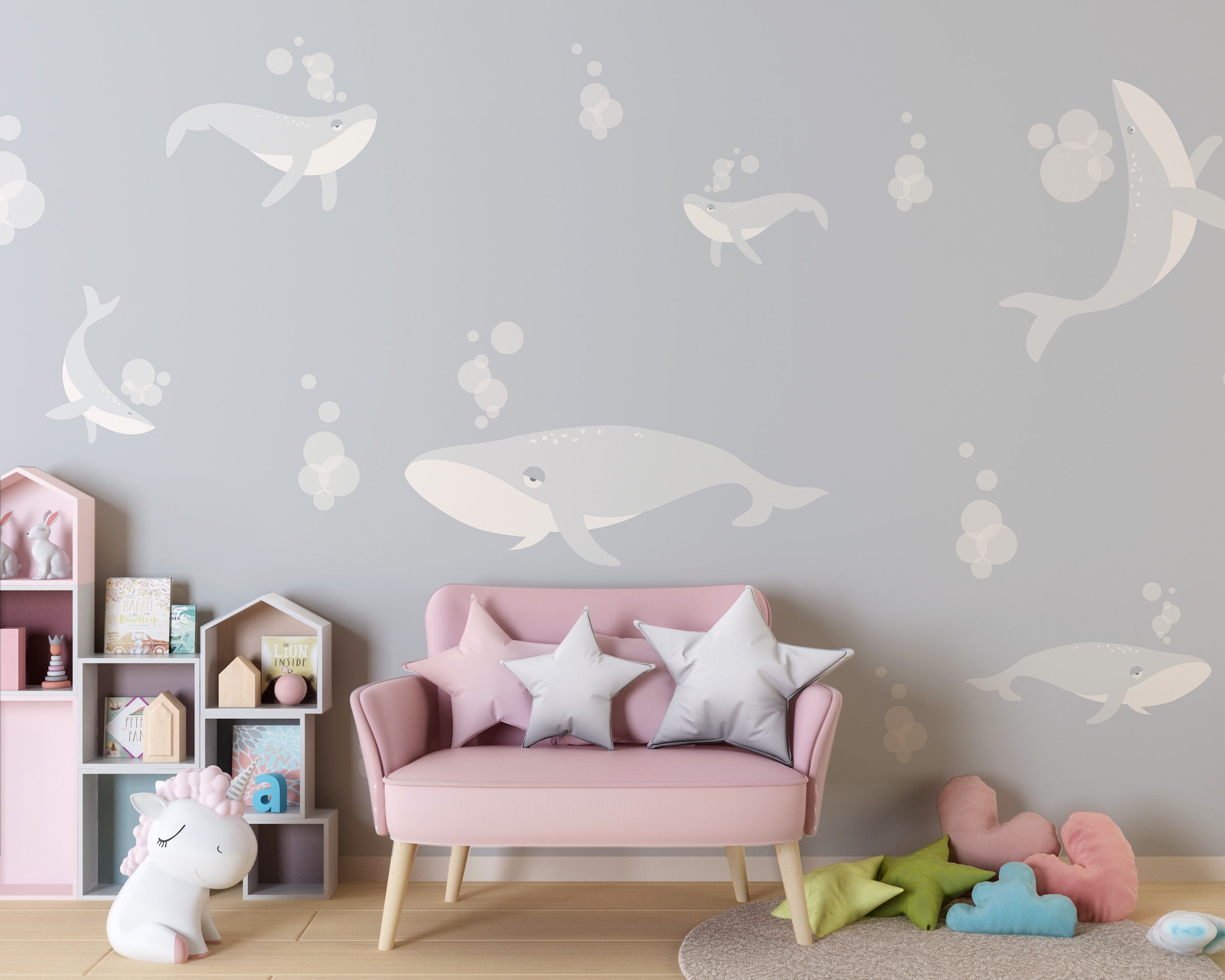 Mural Balene subacvatice gri