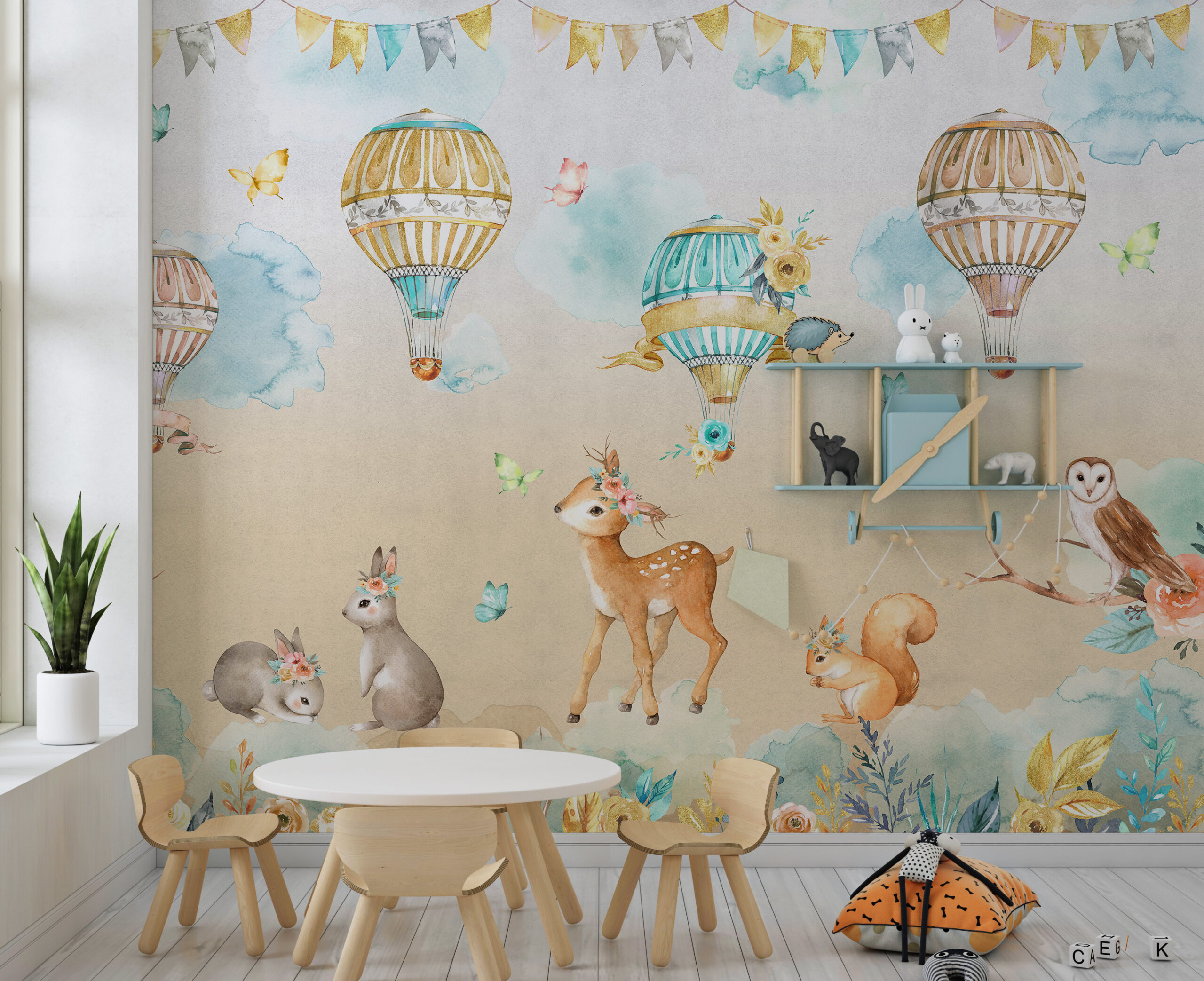 Mural Animale de pădure în nori