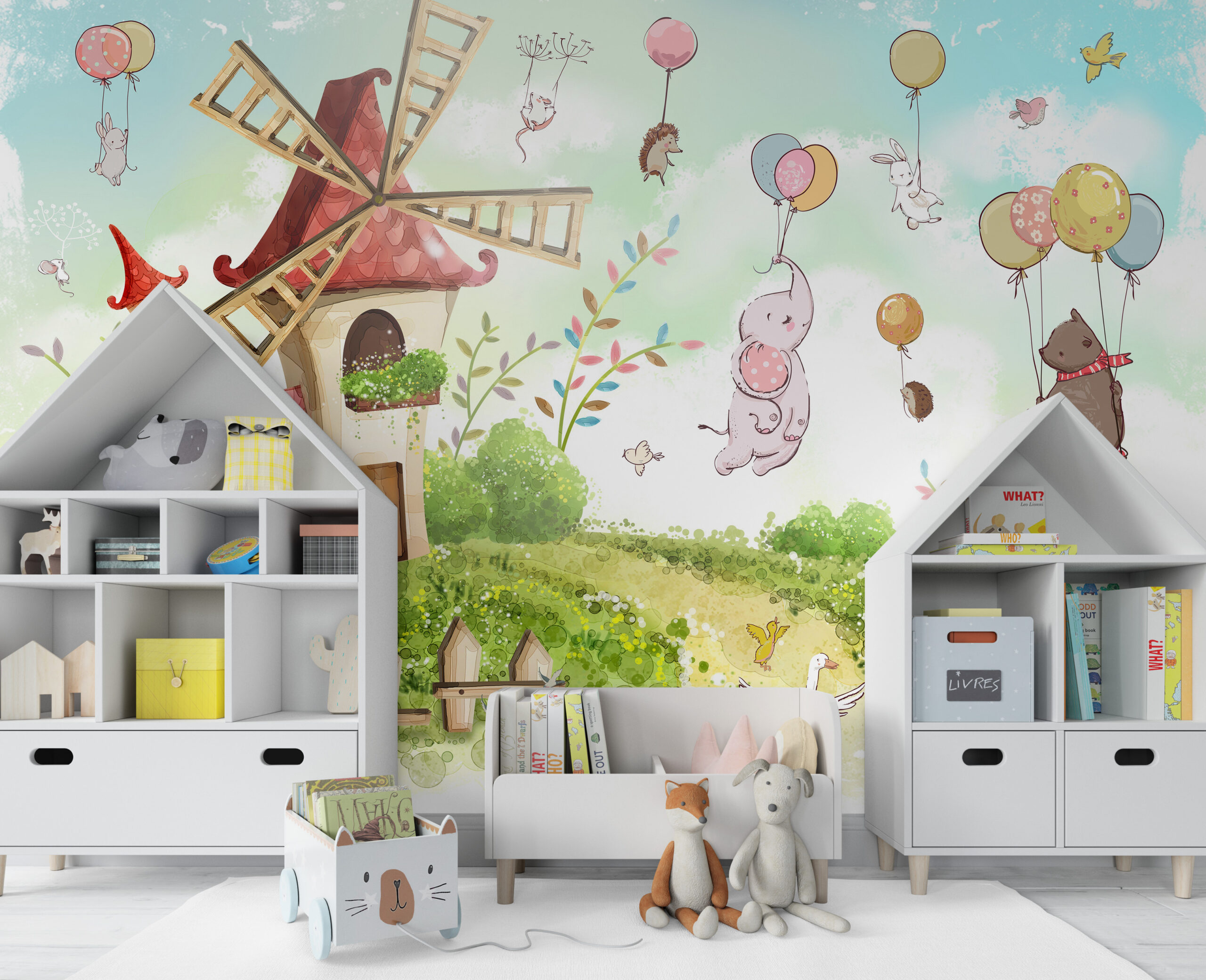 Mural al unei case cu moară de vânt