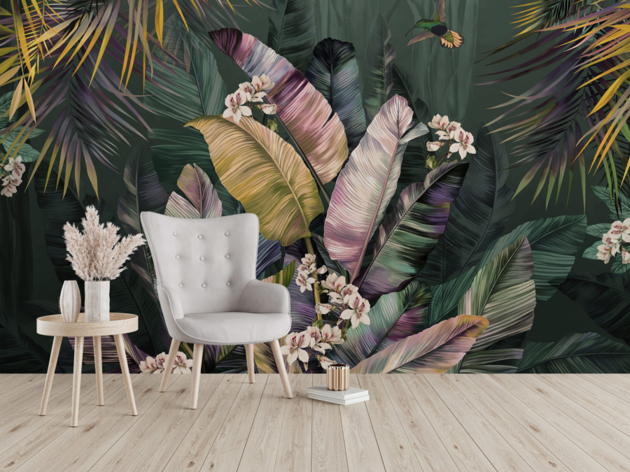 Mural frunze tropicale întuneric