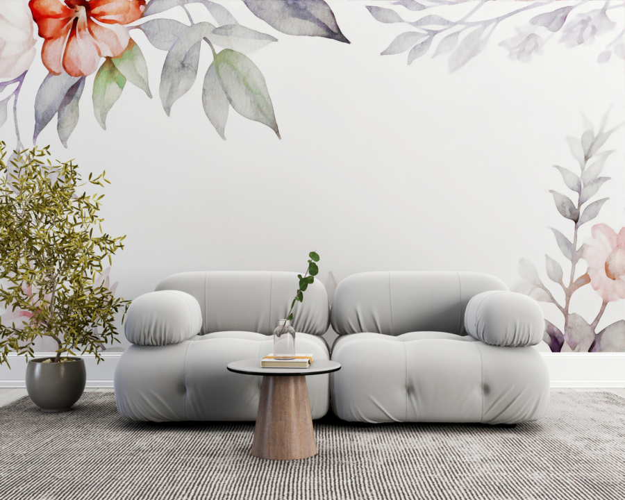 Photo Wallpaper Flori cu accente portocalii