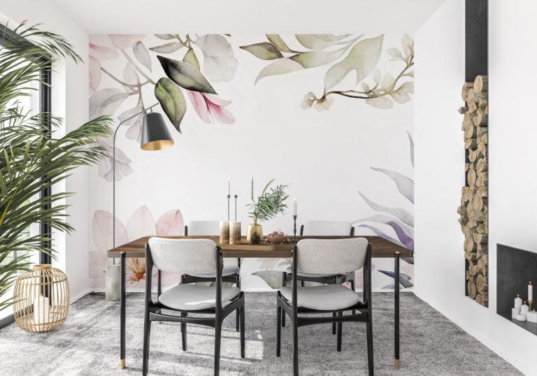 Fototapet Flori cu accent roz
