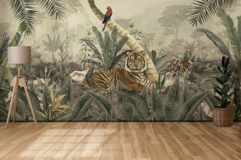 Fototapet Tigri pe fundalul junglei