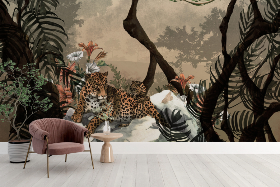 Mural Cheetah în junglă