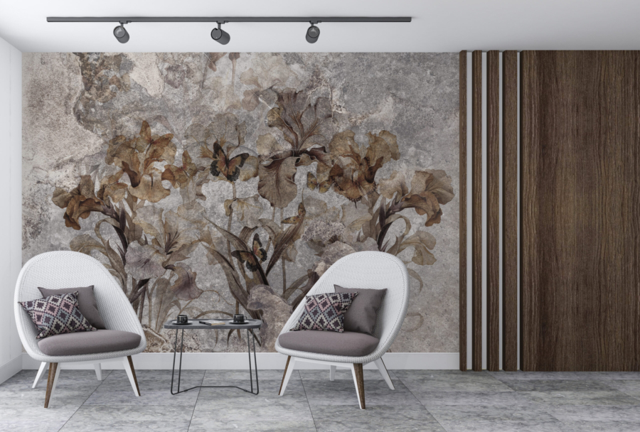 Wall mural Frunze gri în aur
