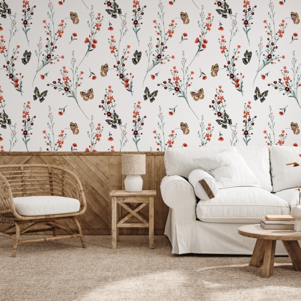 Picturi murale Fluturi și împletituri de mac