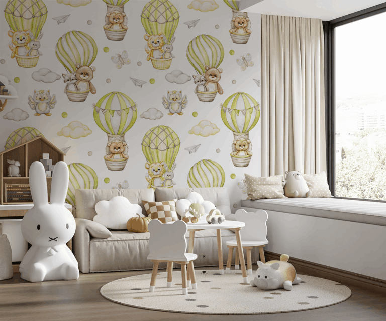 Fototapet Aventurile cu balonul ale micilor prieteni