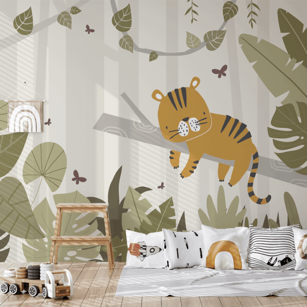 Picturi murale Micul tigru în pădurea verde