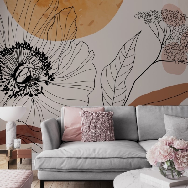 Picturi murale Contururi de flori