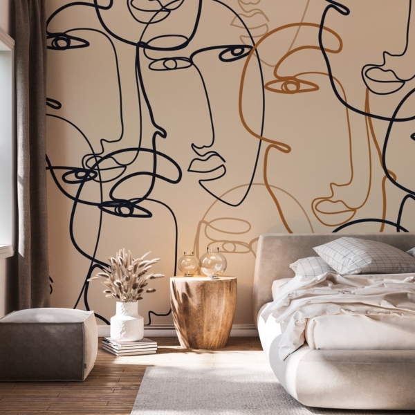 Picturi murale Fețe pe o singură linie
