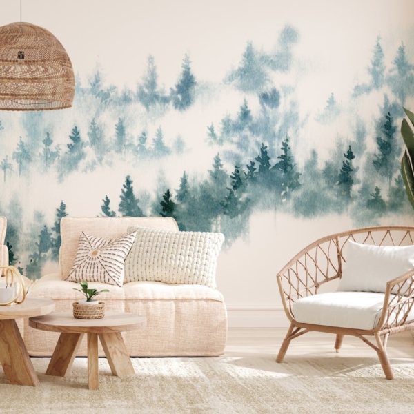 Picturi murale Pădure de conifere încețoșată