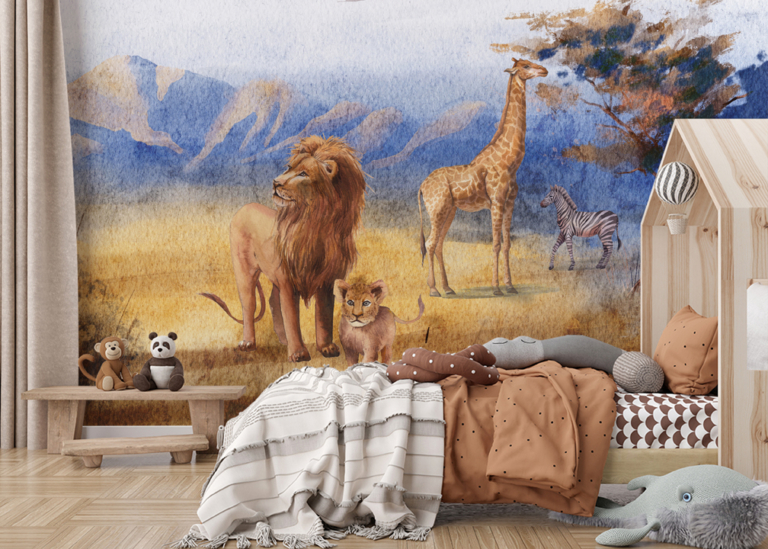 Fototapet Animale africane în stil acuarelă