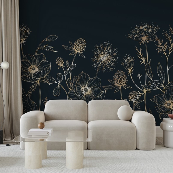 Picturi murale Flori pe un fundal întunecat