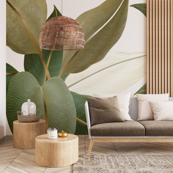 Picturi murale Tapet cu frunze fermecătoare