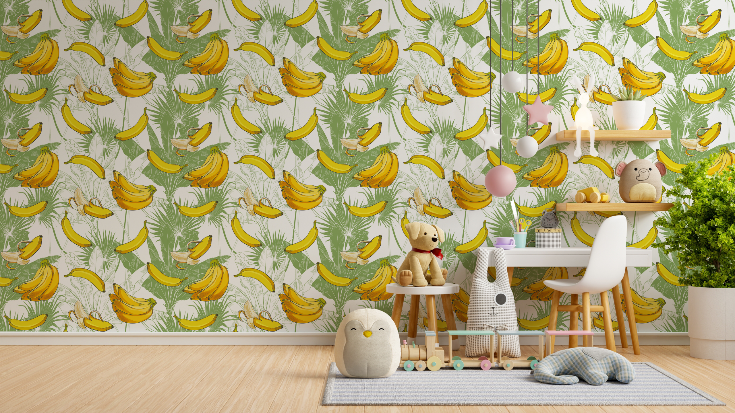 Fototapet Banane printre frunze