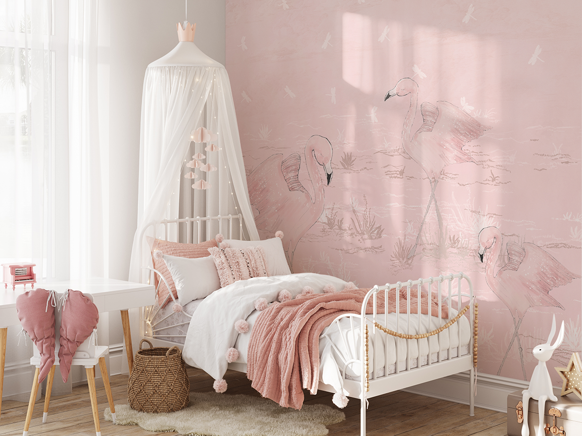 Fototapet Dansul flamingo-ului roz