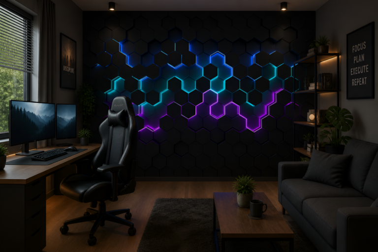 Fototapet Hexagone Neon 3D