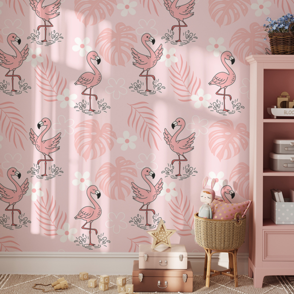 Fototapet Flamingo în roz