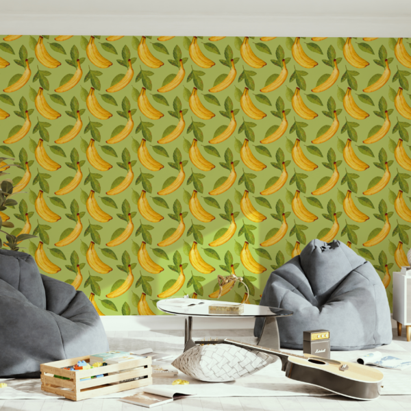 Fototapet Banane pe un fundal verde