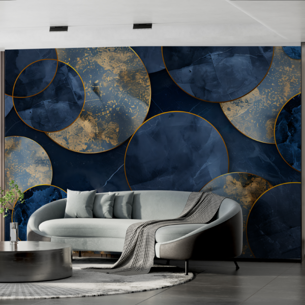 Fototapet Geometrie bleumarin cu auriu