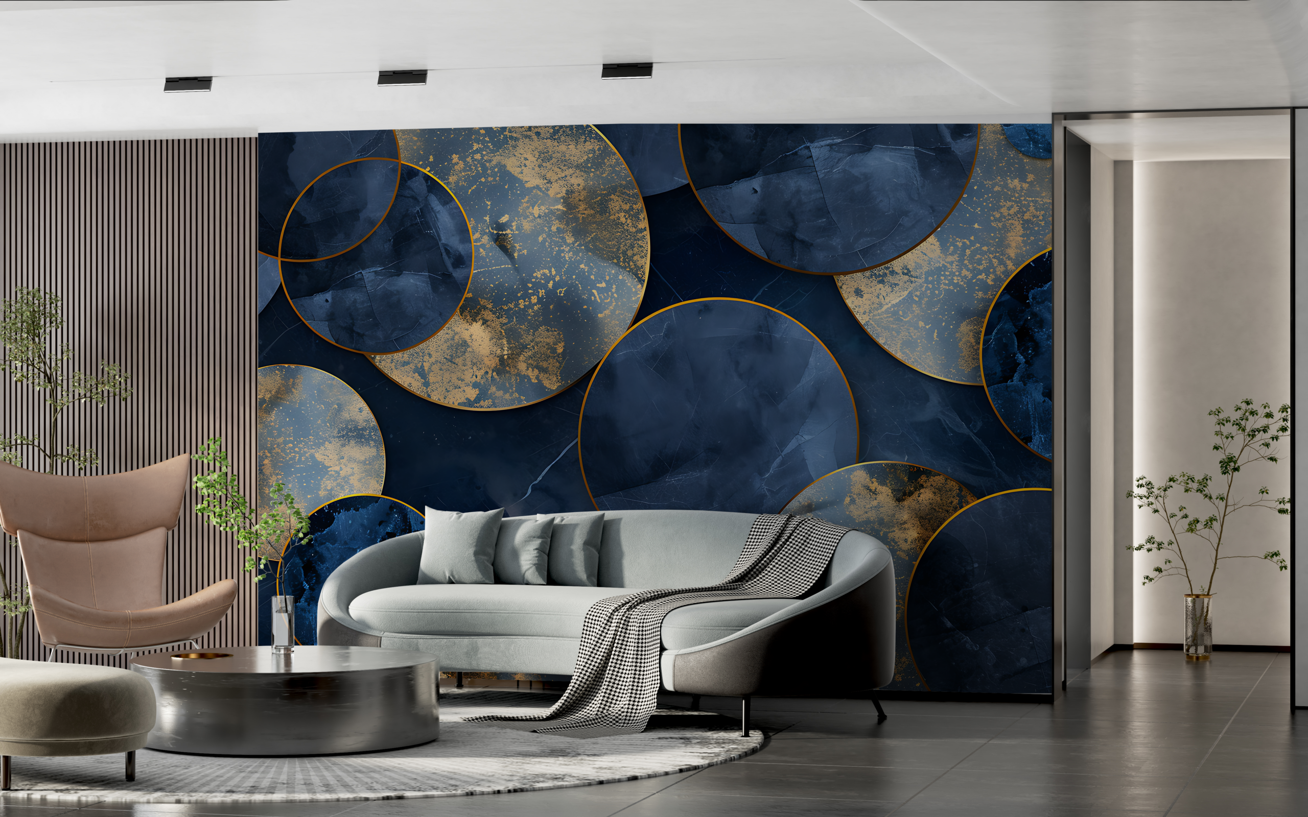 Fototapet Geometrie bleumarin cu auriu