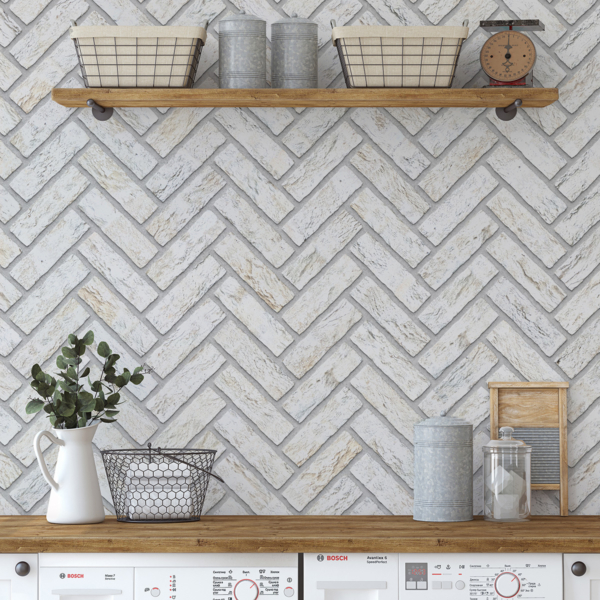 Fototapet Cărămidă albă în spic de hering