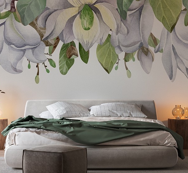 Fototapet Magnolii pe alb