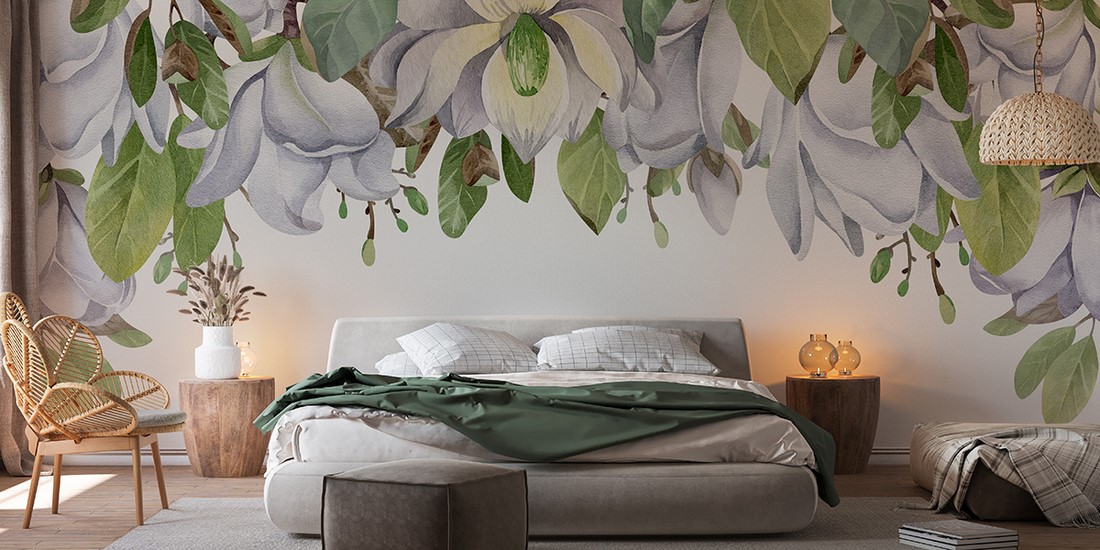 Fototapet Magnolii pe alb