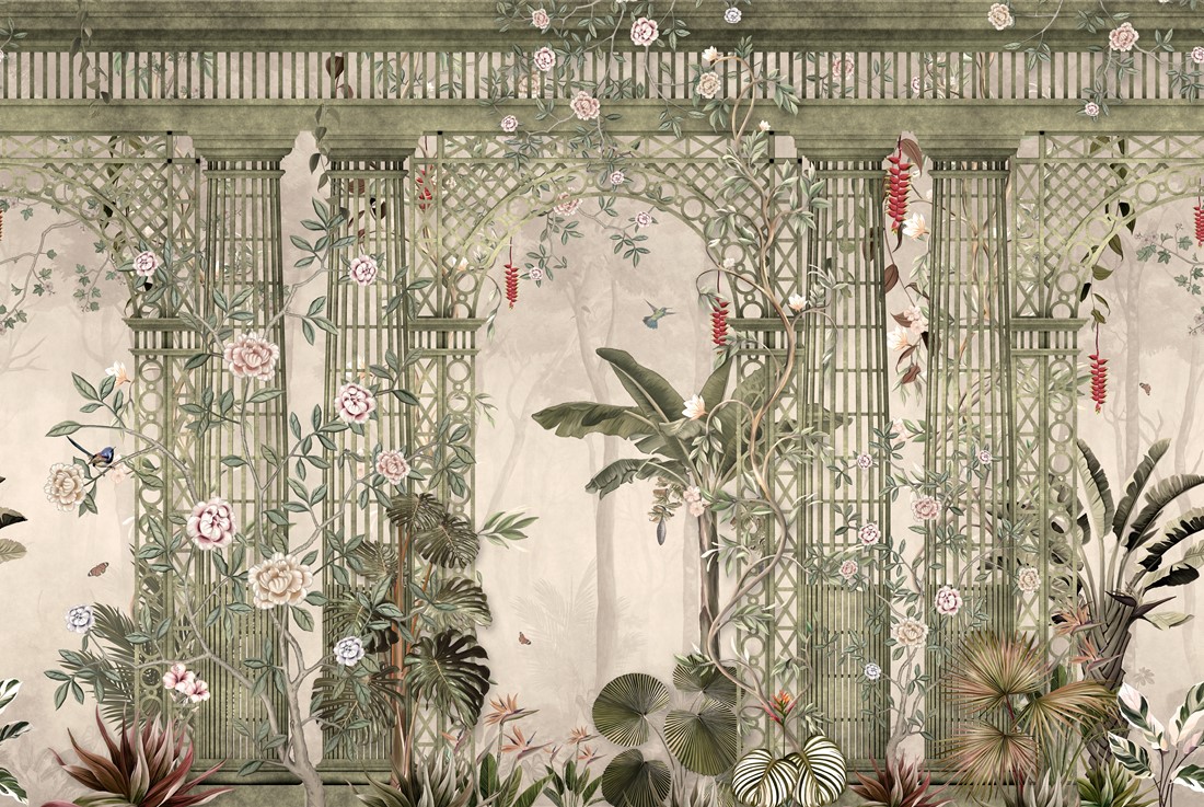Pattern,Garden,Wood,Arch,In,Forest,Wallpaper,Flowers,Trees,Plants