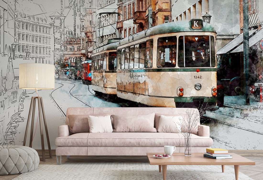 Fototapet Tramvai retro