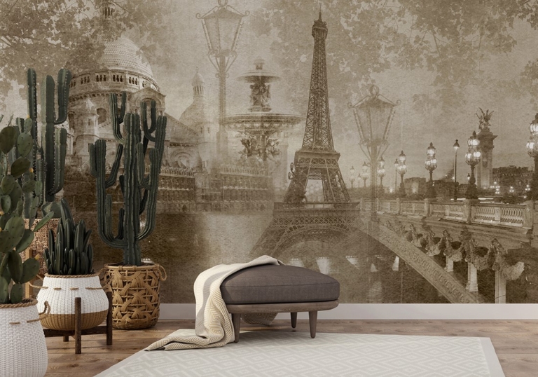 Fototapet Turnul Eiffel în sepia