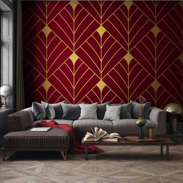 Fototapet Evantaiuri geometrice burgunde