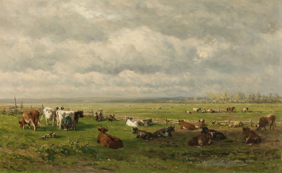 Meadow,Landscape,With,Cattle,,By,Willem,Roelofs,1st,,C.,1880,